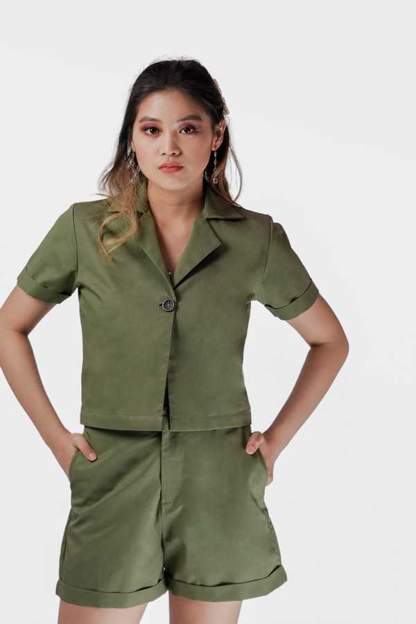 Single Button Top - Chartreuse