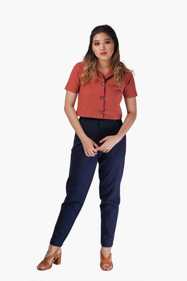 Cigarette High-Waist Pants - Midnight
