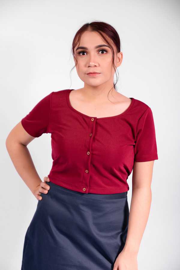 Button Down Top - Sangria