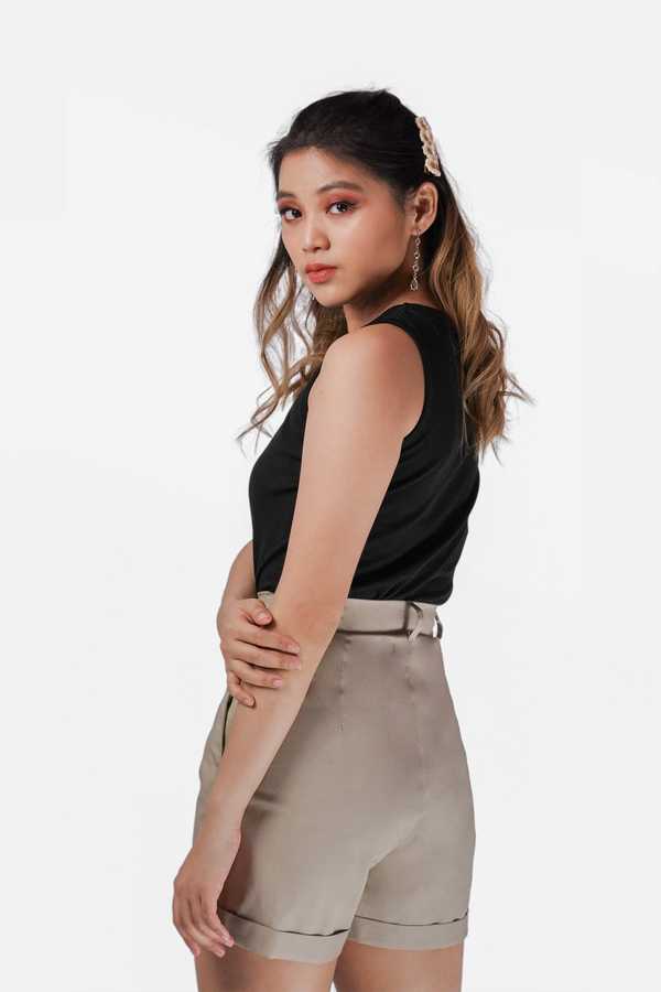 Ribbed Sleeveless Top - Shadow