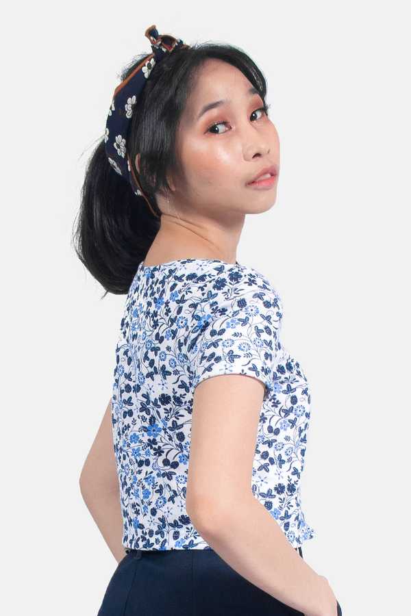 Button Down Top - Blue Carnation
