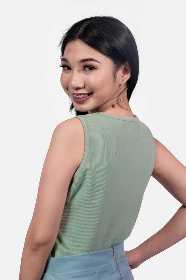 Ribbed Sleeveless Top - Pistachio