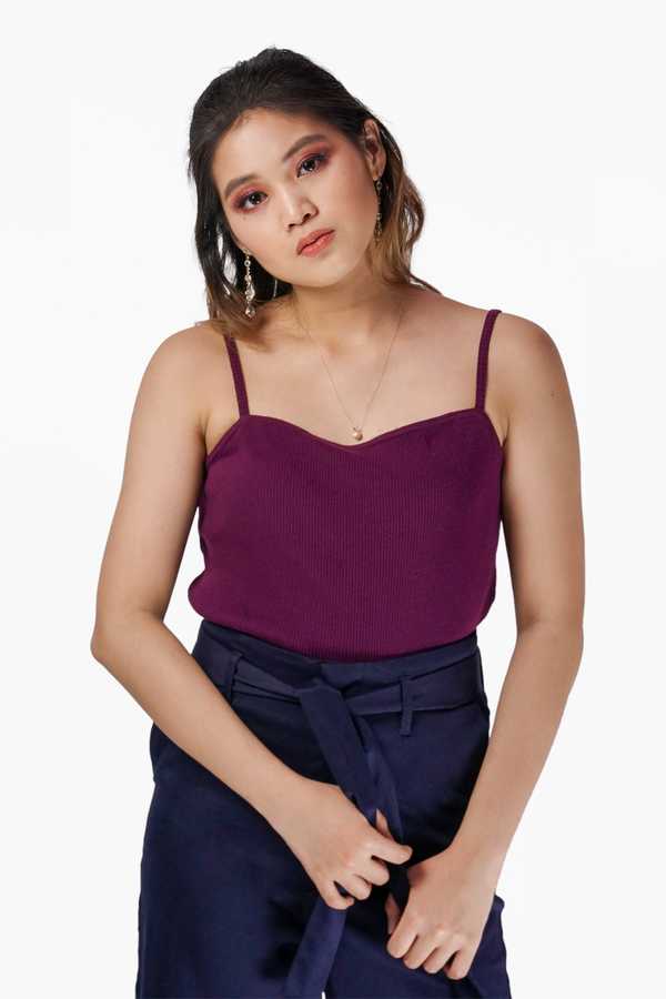 Spaghetti Crop Top - Hibiscus
