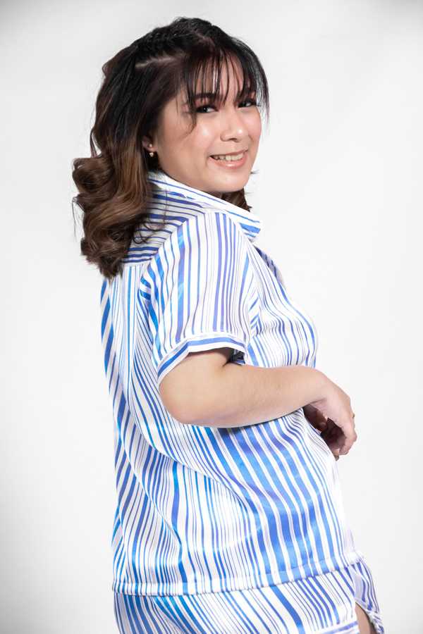 Sleeved Silk Button Down Pajama Set - Glacier