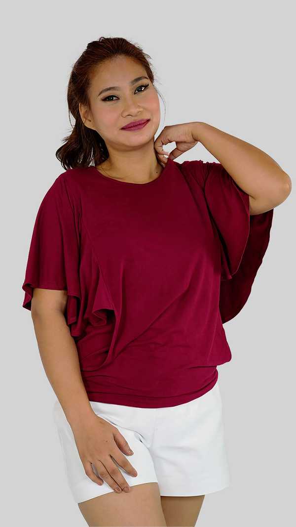 Batwing Sleeves Top - Terracotta