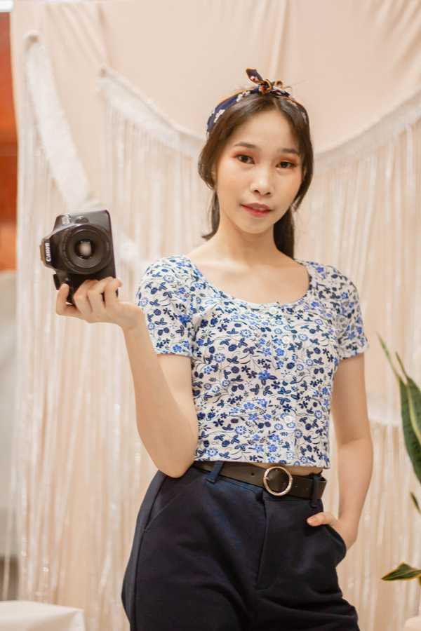 Button Down Top - Blue Carnation