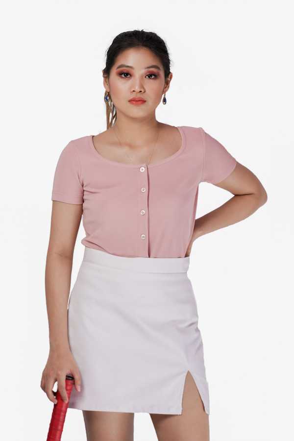 Button Down Top - Rose Quartz