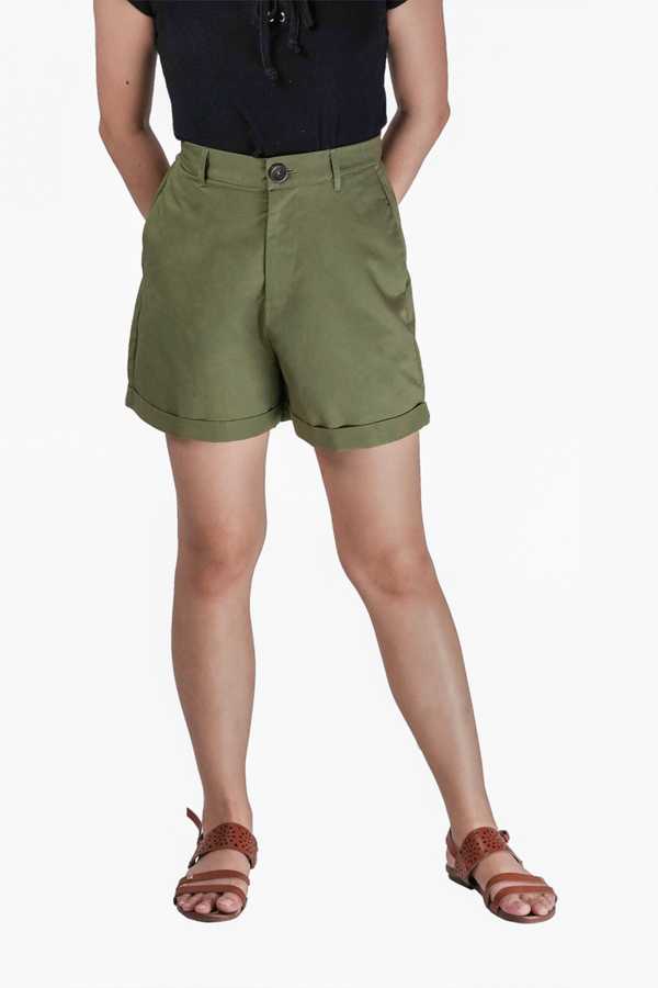 Single Button Shorts - Chartreuse