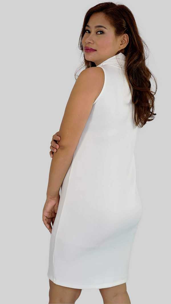 Sleeveless Cowl Neck Dress - Snow