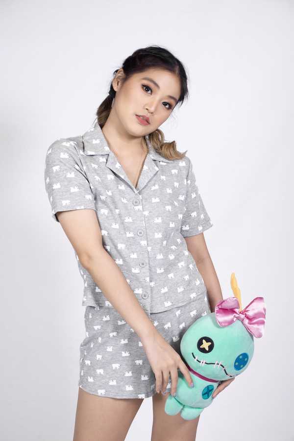 Button Down Pajama Set - Gray